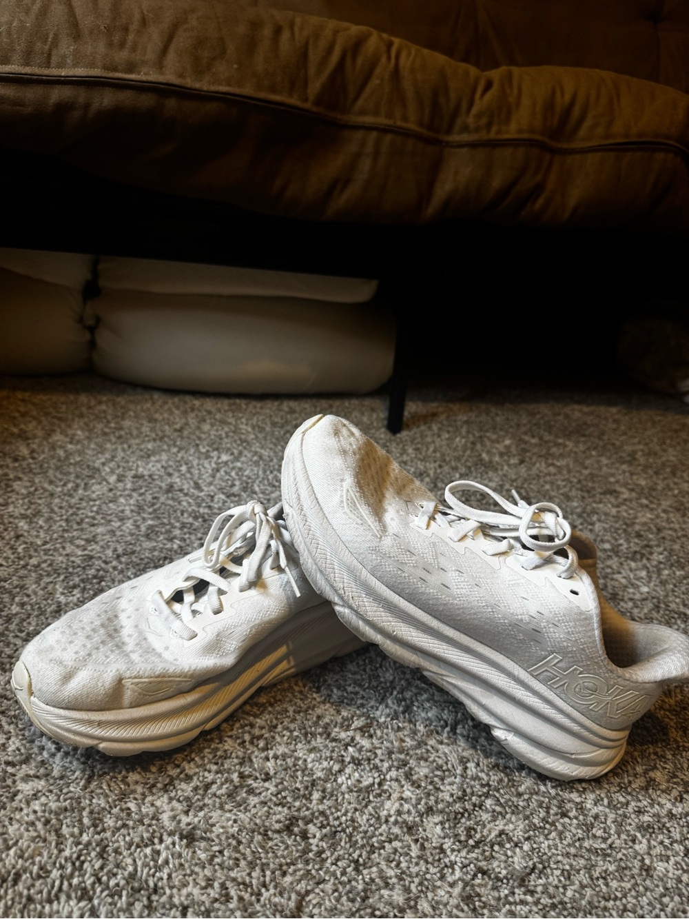 Hoka White Lace-Up Athletic Sneakers